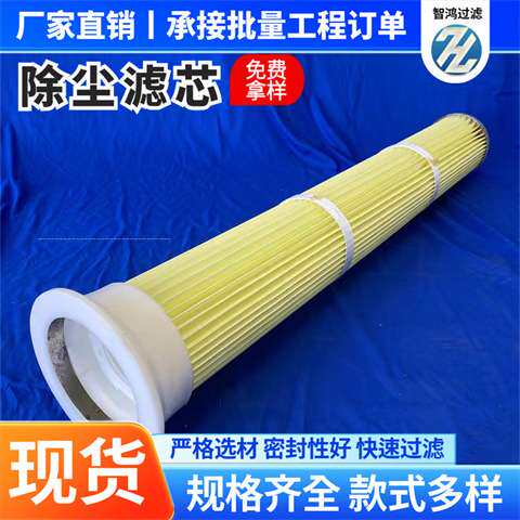 上装式注胶除尘滤芯不锈钢束带聚酯纤维折叠工业过滤滤筒加工供应