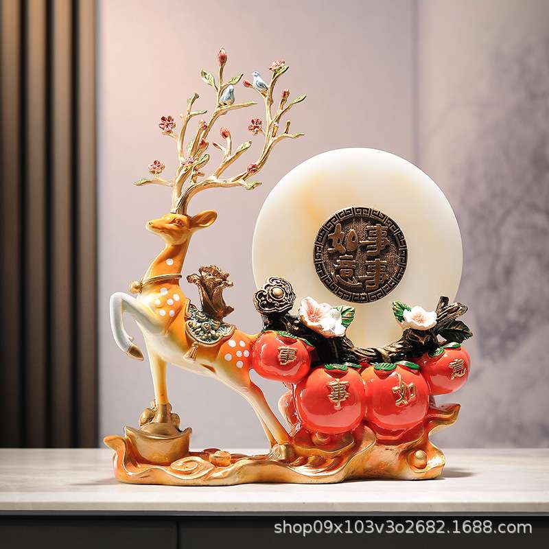梅花鹿装修搭配摆件节节高升鹿 软装公司装饰品工艺装潢摆件家用