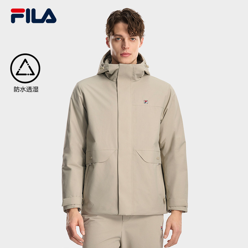 FILA斐乐官方男士棉服2026春新款时尚休闲防水基础保暖连帽外套