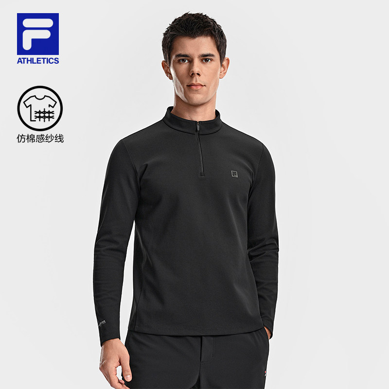 FILA 斐乐官方男子针织长袖上衣2026春新款户外运动基础半拉链长T,运动服/休闲服装,运动T恤,淘宝优惠券,粉丝福利购,淘宝优惠卷
