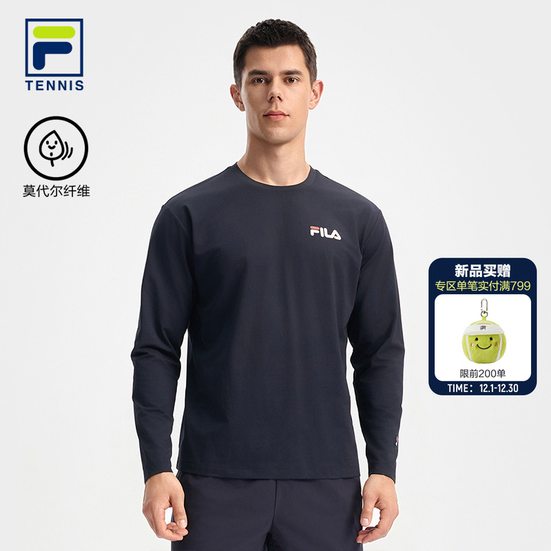 FILA斐乐官方男针织长袖T恤运动