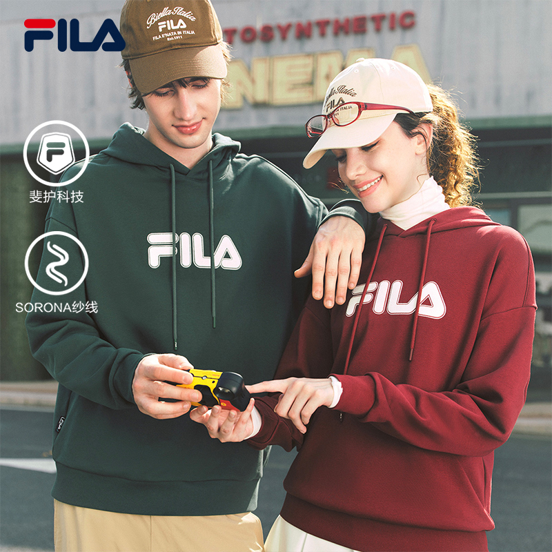 FILA 斐乐官方情侣款连帽卫衣2025秋季新款男女同款宽松长袖上衣