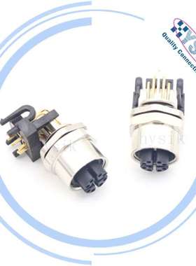 SACC-DSIV-M12FSD-4CON-L90 M12连接器 X编码 8芯 弯针板后安装