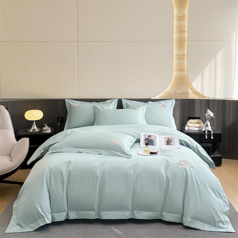 A类简约刺绣长绒棉纯棉四件套南通家纺床上用品100支全棉床单被套