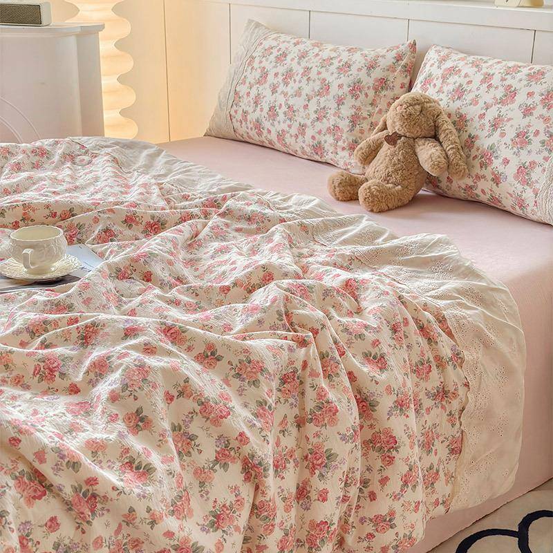 夏季新款云感双层纱家用床上用品夏被四件套学生宿舍小清新单夏被