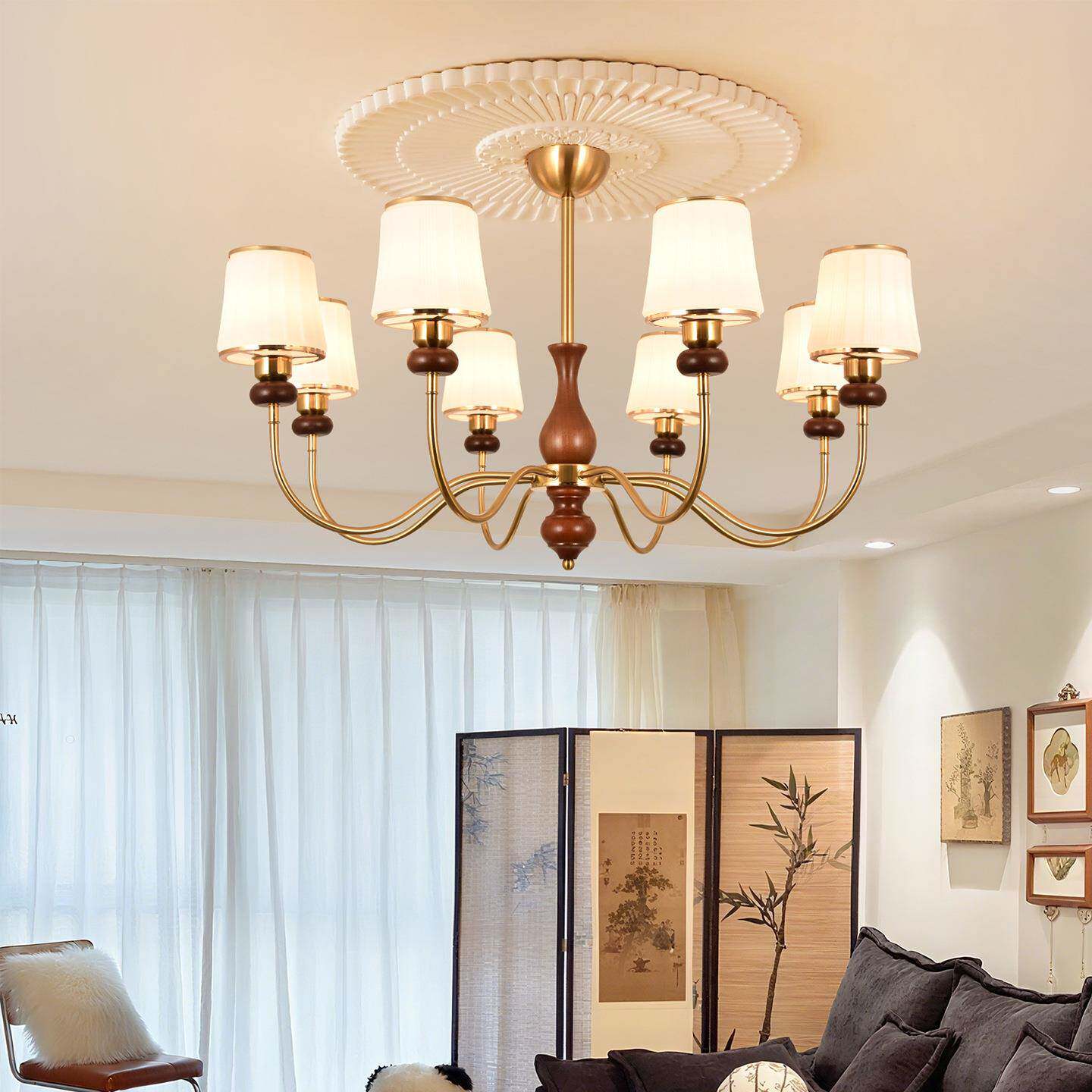 法式客厅灯复古吊灯餐厅卧室灯2025年新款中古风轻奢中山灯具L271