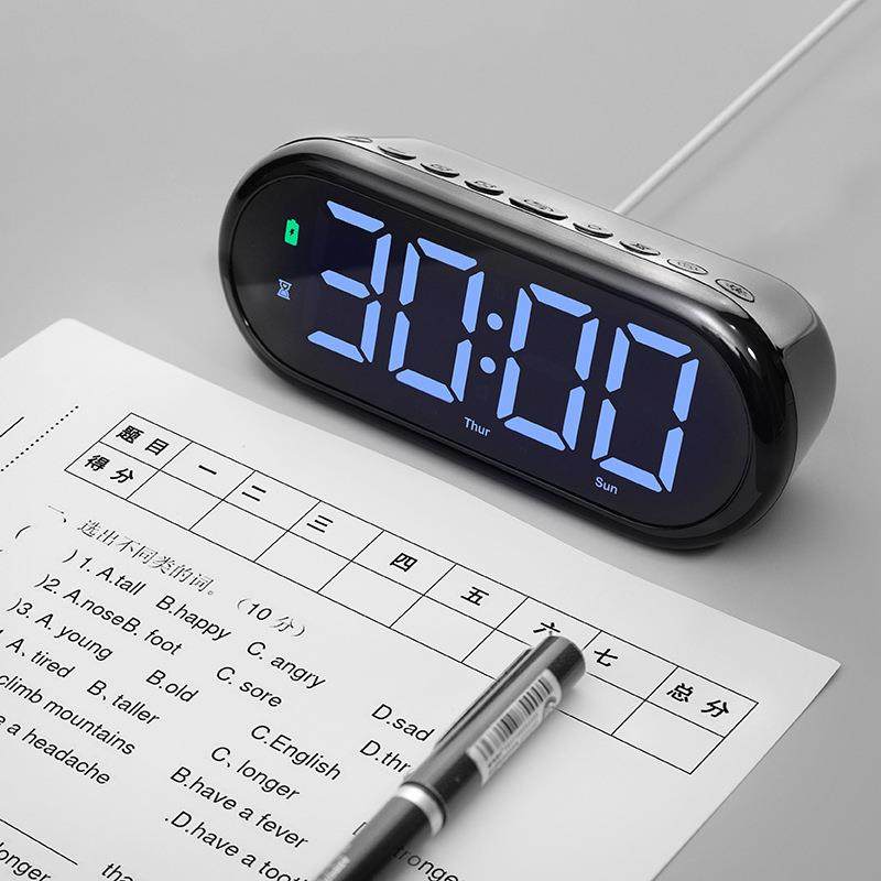 LED七彩贪睡闹钟可倒计时学生数字电子钟RGB幻彩大字体屏幕时钟
