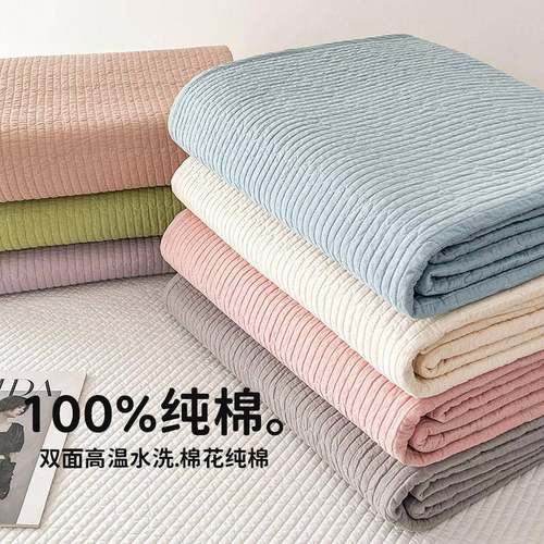 A类棉花填充双面纯棉床盖单件夹棉绗缝全棉榻榻米加厚床单三件套