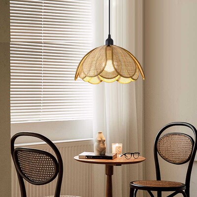 原木风藤艺吊灯餐厅吧台客厅卧室民宿F侘寂风藤艺创意个性艺术灯