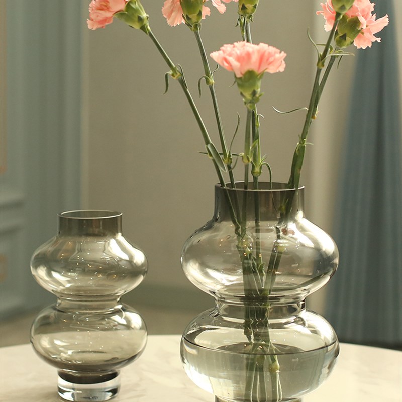 北欧花瓶玻璃摆件创意客厅插花高级感餐桌家用水养鲜花Y玫瑰康乃