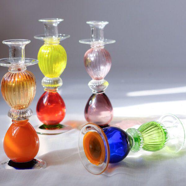 欧美手工出口烛台工艺品摆件艺术玻璃装饰床头居家卧室客厅桌面