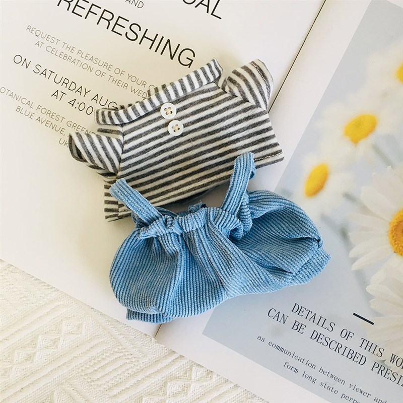 20cm娃衣条纹衬n衣背带裤套装无属性棉花娃娃毛绒玩偶衣服裙子换