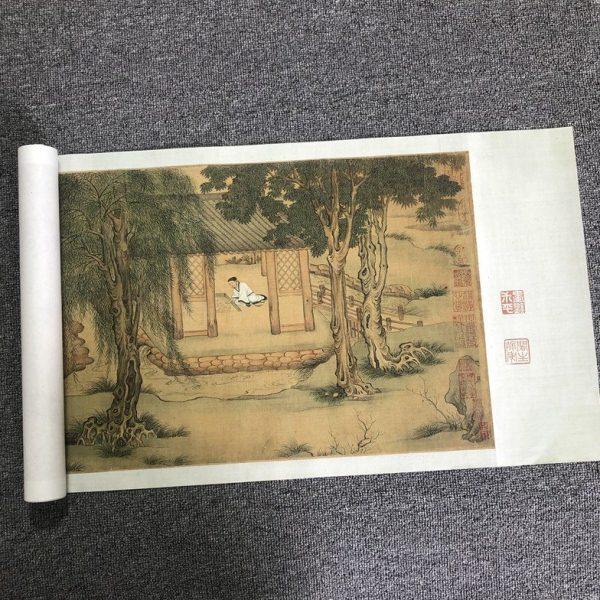 1:1美国克利夫兰美术馆藏画真迹高清复制明仇英独乐园图手卷装裱,家居饰品,国画,淘宝优惠券,粉丝福利购,淘宝优惠卷