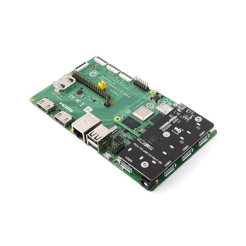 树莓派CM4底板 PCI-E转usb3.2 Gen1扩展卡 1拖4高速usb接口