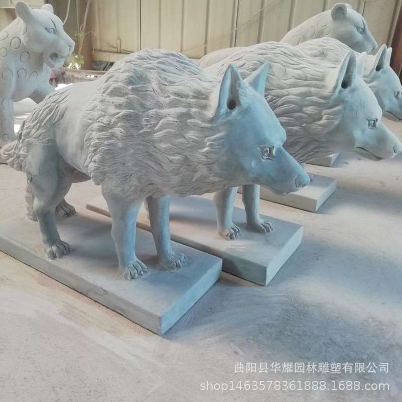 石雕青石狐狸狗花岗岩狐狸汉白玉狗系列雕刻摆件