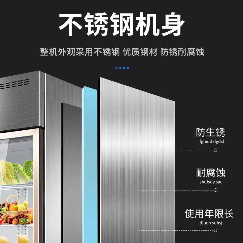 三开门冷藏展示柜商用立式双门蔬菜水果冰柜保鲜柜