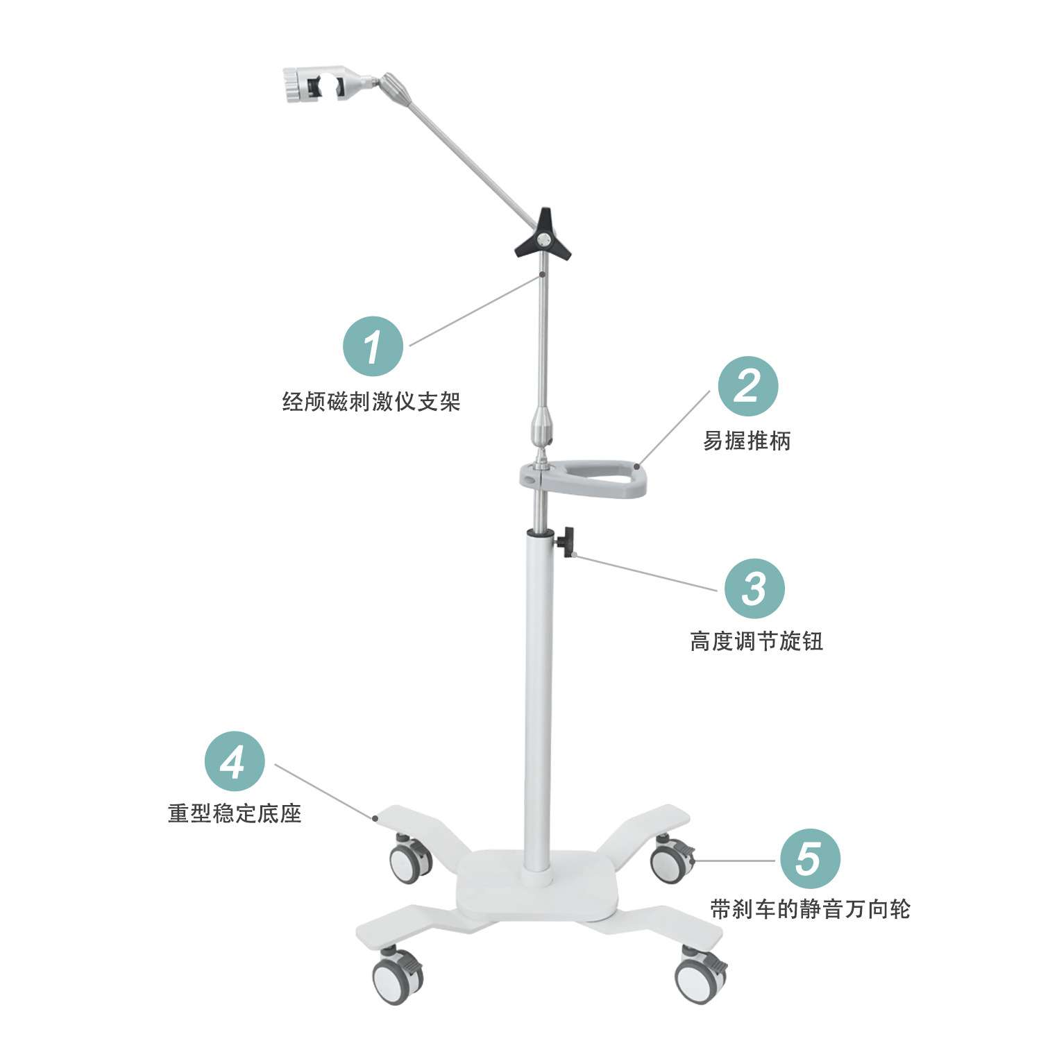 伟业厂家直销经颅磁刺激仪支架台车可升降TMS线圈拍支臂推车