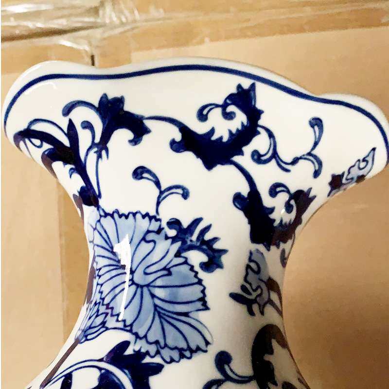 青花瓷花瓶复古陶瓷装饰鲜花干花餐桌办公室家居客厅摆件花器