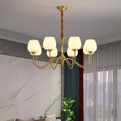 霜华 美式客厅吊灯主灯卧室餐厅灯简约主卧简美轻奢大气全铜灯具