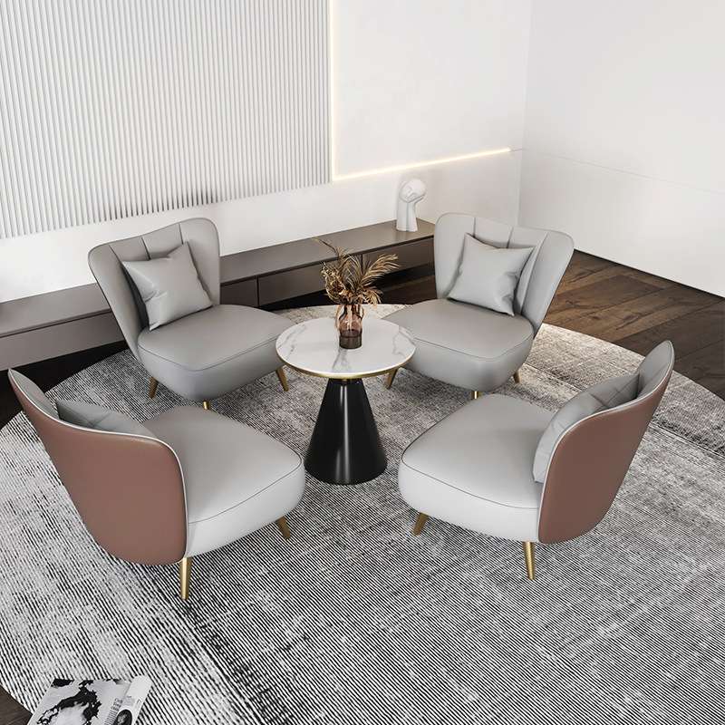 北欧商务办公室接待沙发洽谈桌椅组合售楼部休息区会客单人沙发椅