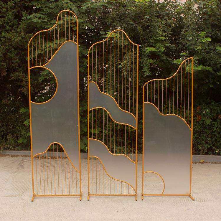 婚庆道具新款舞台背景铁艺屏风婚礼路引铁艺山水背景橱窗店铺摆件