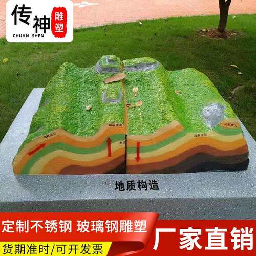 玻璃钢地形地貌雕塑 学校地理园生物园室外园林展品地形地貌摆件