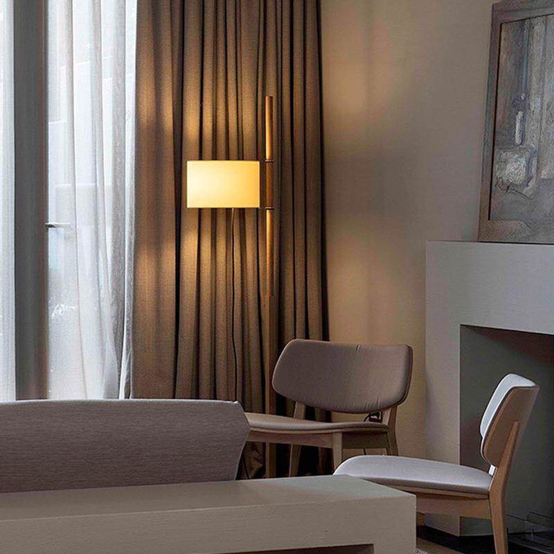 北欧复古落地灯新中式客厅卧室书房立灯高度可调节实木布艺装饰灯