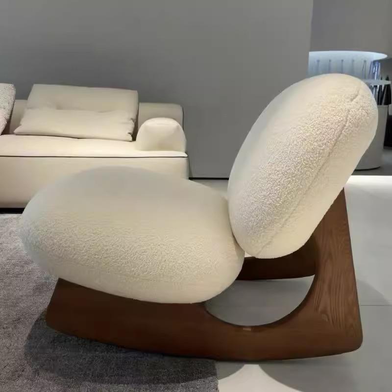 北欧极简小户型客厅实木沙发椅阳台懒人休闲椅民宿咖啡厅会客单椅