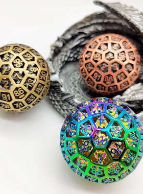 D100面骰子金属空心大型多面体DND克苏鲁coc跑团桌游trpg巨型色子