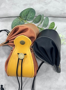 桌游周边骰盘折叠游戏包龙与地下城DND骰子收纳袋皮革抽绳束口袋