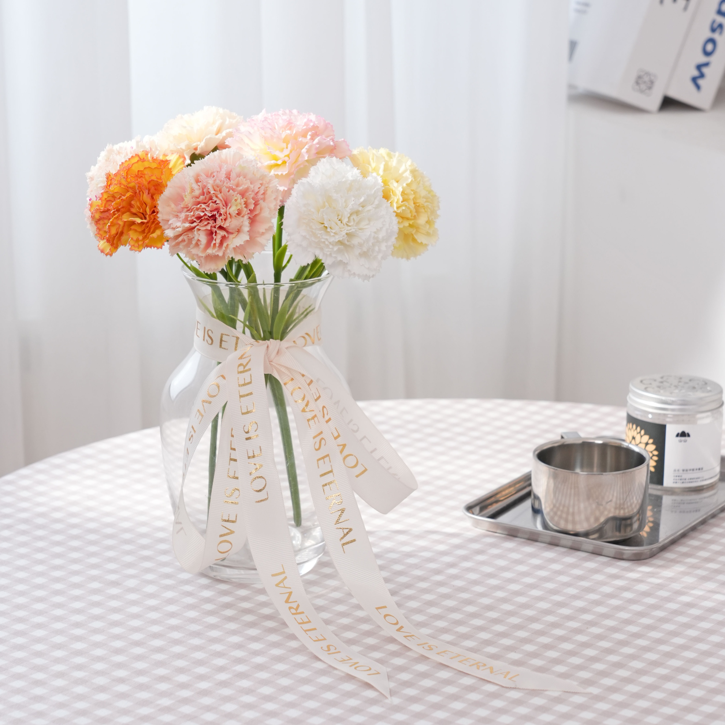 仿真康乃馨假花短枝新款