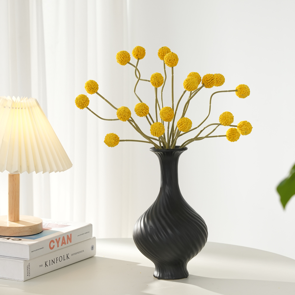 高端泡沫花仿真黄金球单枝手感