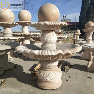 石雕大理石喷水池景观喷泉欧式园林水景喷泉装饰摆件石雕喷泉雕塑