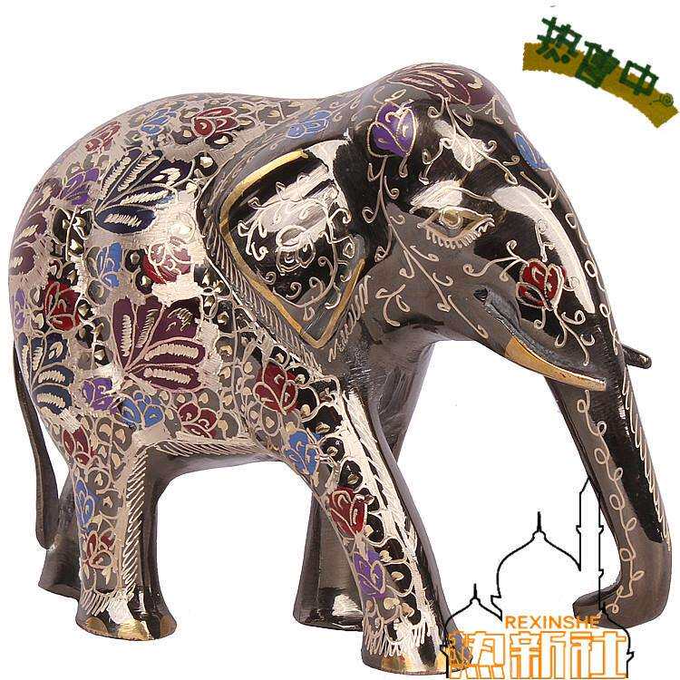 巴基斯坦铜器14垂鼻象 动物手进口手工艺术 铜制摆设