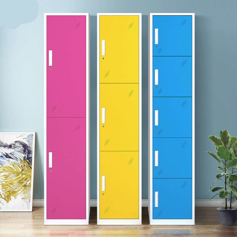 厂家直销彩色更衣柜铁皮柜单门带锁员工储物柜健身房美容院换衣柜