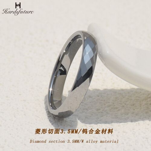 钨金戒指男女情侣对戒玫瑰金小指彩金尾戒钨钢多切面W乌金素圈指