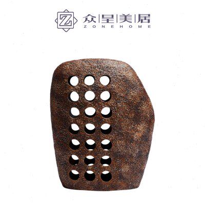 新中式复古怀旧创意镂空陶瓷花瓶摆件样板间玄关客厅装饰干插花器