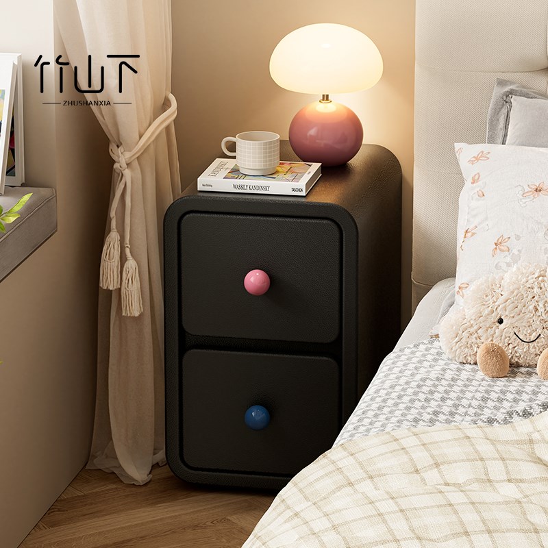 多巴胺实木床头柜创意小型极窄家用卧室置物架Q收纳柜简易储物柜