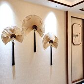 金属壁饰玄关新中式 铁艺墙饰挂饰扇子客厅流苏电视沙发背景墙壁挂