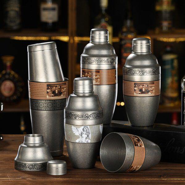 酒壶酒器鸡尾酒酒酒摇调摇调雪克壶欧美不锈钢印花调酒器器酒吧