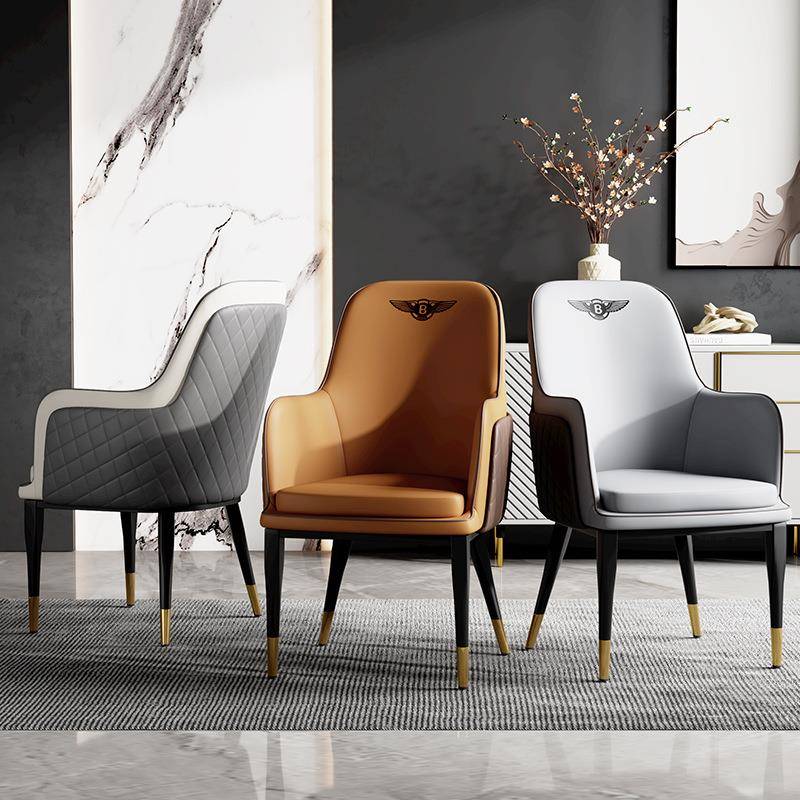 意式轻奢餐椅现代简约家用椅子高级酒店接待洽谈桌椅组合宾利椅皮