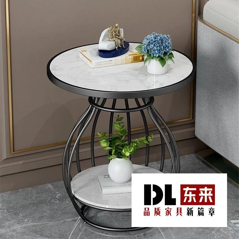 意式轻奢现代岩板小茶几阳台客厅家用小户型圆形茶桌休闲创意边几