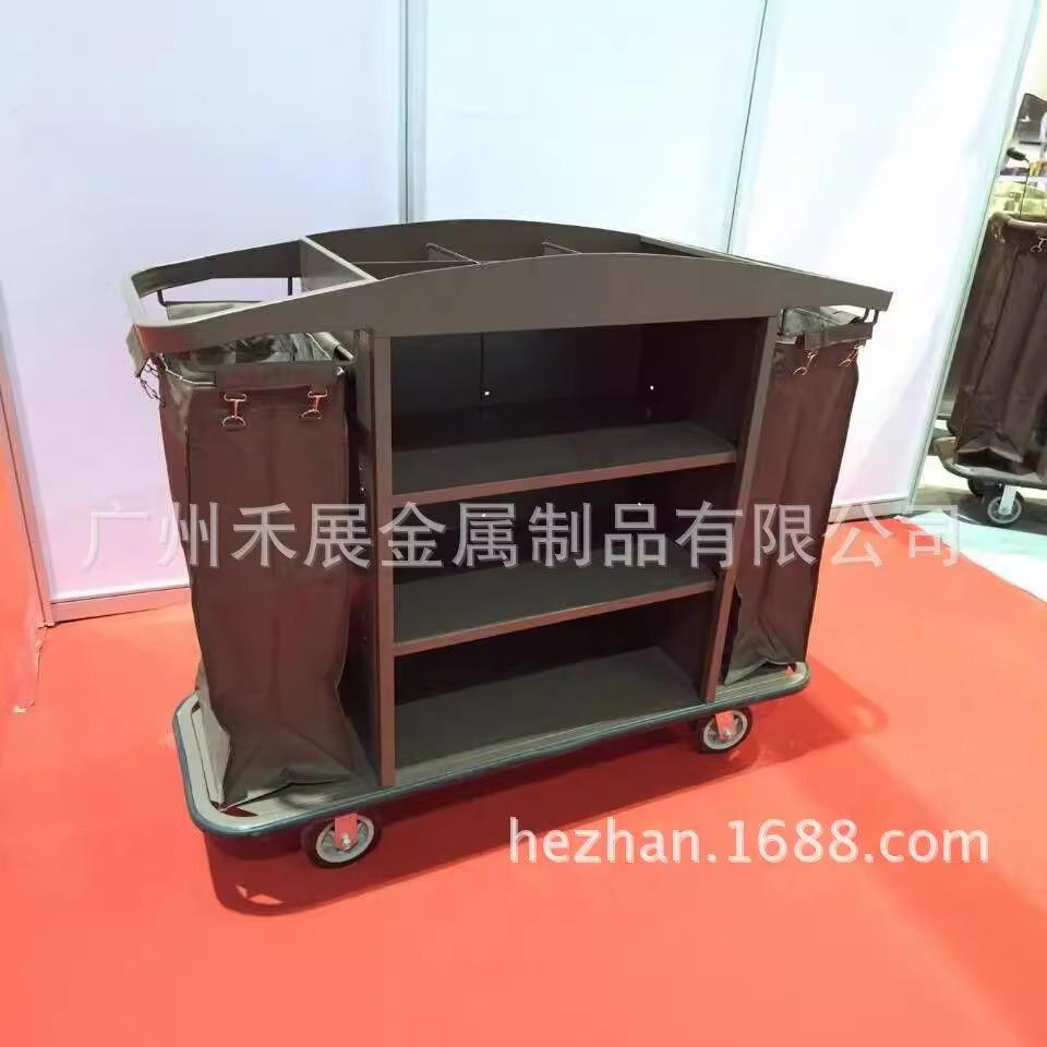 酒店客房服务车清洁车布草车钢板烤漆房口车白色双边布草车