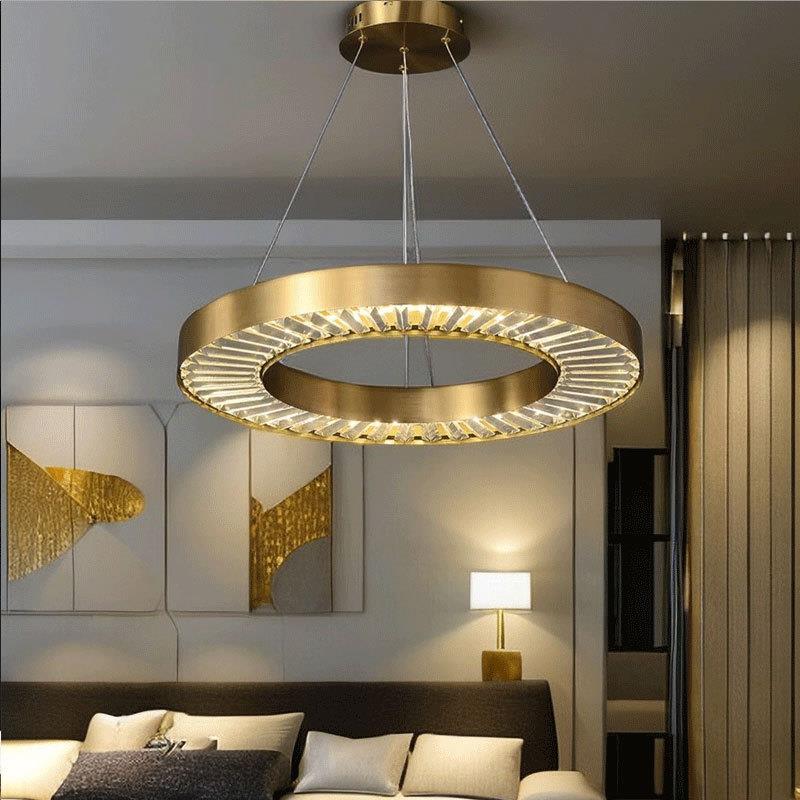 客厅水晶吊灯轻奢豪华楼梯圆圈复式住宅卧室灯别墅led饭桌餐厅灯