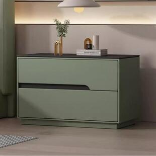 意式极简实木床头柜2024新款轻奢高级大尺寸收纳卧室家用床边柜