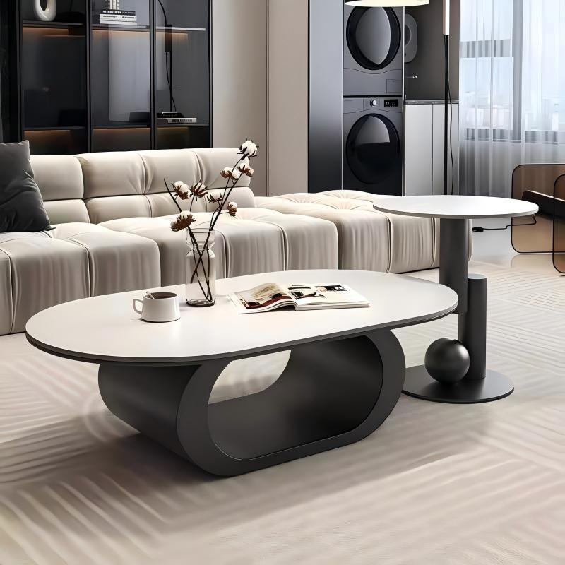 极简新款岩板茶几小户型客厅家用简约现代高级组合轻奢椭圆形茶桌