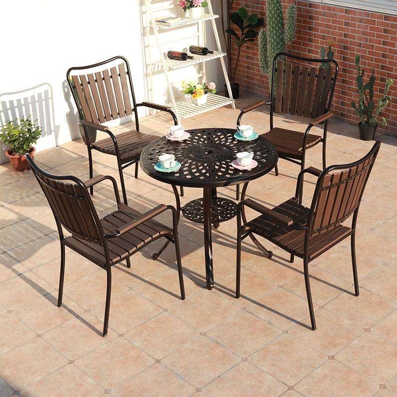 阳台小桌椅户外塑木桌椅防腐庭院组合休闲室外餐桌椅露天铸铝家具