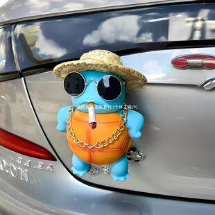 杰尼龟车尾挂件装饰会喷水公仔大号尾部挂件箱子摆件汽车顶部玩偶
