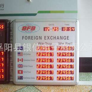 厂家直销专业生产LED汇率屏 汇率牌 外汇汇率 版面尺寸按要求制作