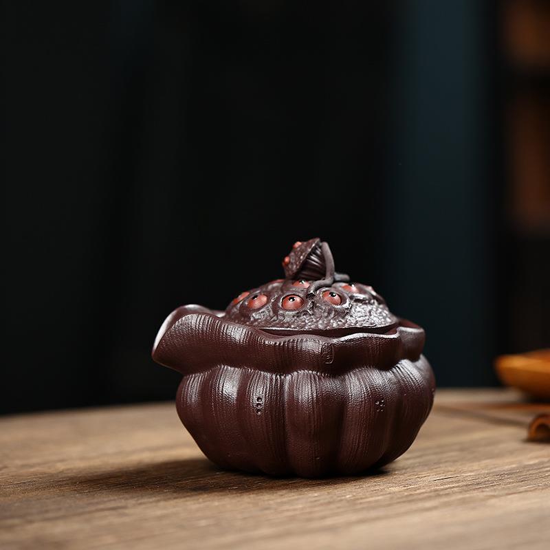宜兴紫砂壶莲蓬手抓壶纯全手工公道杯老紫泥莲蓬杯莲子杯好运莲莲